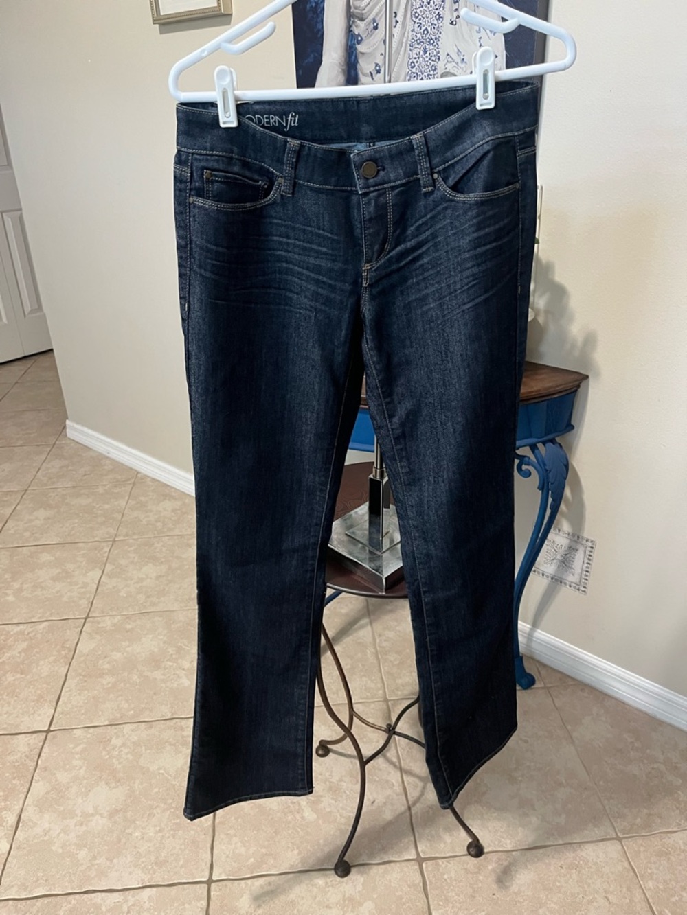 Ann Taylor Modern Fit Straight Leg Dark Wash Jean - 4